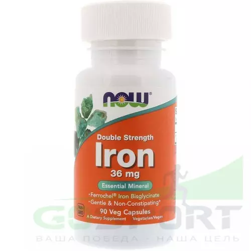  NOW FOODS Iron Ferrochel(r) – Железо (36 мг) 90 Вегетарианских капсул, Нейтральный