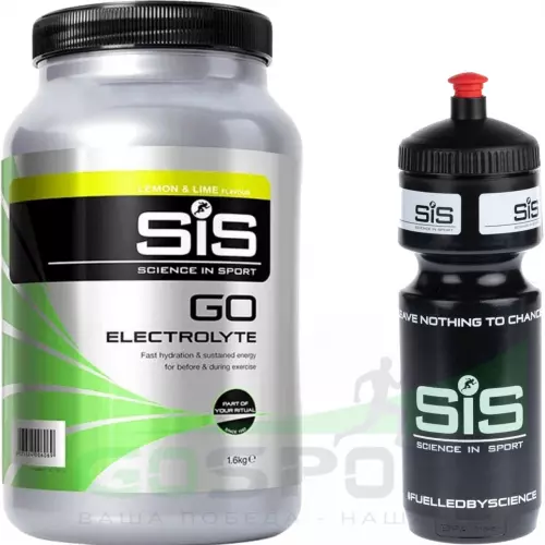 Изотоник SCIENCE IN SPORT (SiS) GO Electrolyte + Бутылочка черная 1 x 1600 г, Лимон-лайм