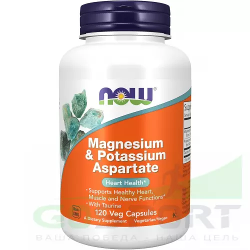  NOW FOODS Magnesium & Potassium Aspartate 120 веган капсул