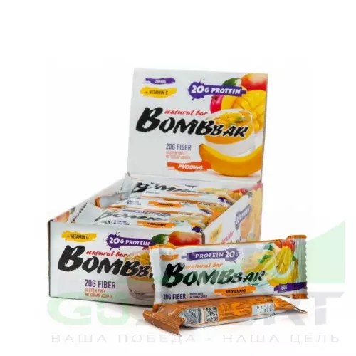 Протеиновый батончик Bombbar Protein Bar 20 x 60 г, Пудинг с ароматом манго и банана