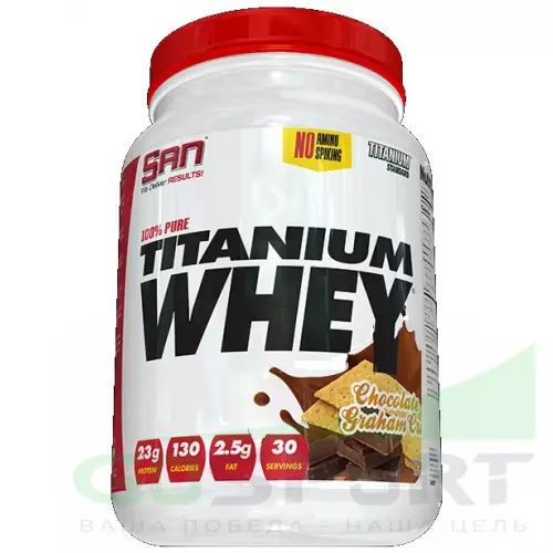  SAN 100% Pure Titanium Whey 909 г, Шоколадный крекер