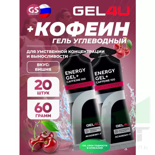 Гель питьевой GEL4U Energy GEL + Caffeine 100 20 x 60 г, Вишня