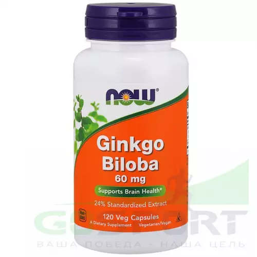  NOW FOODS Ginkgo Biloba 60 mg – Гинкго Билоба 120 веган капсул
