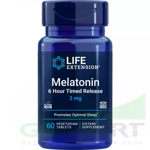  Life Extension Melatonin 6 Hour Timed Release 3 mg 60 таблеток