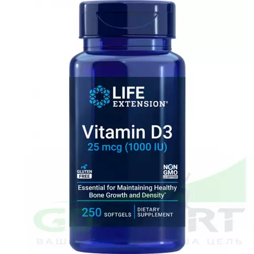  Life Extension Vitamin D3 25 mcg (1000 IU) 250 капсул