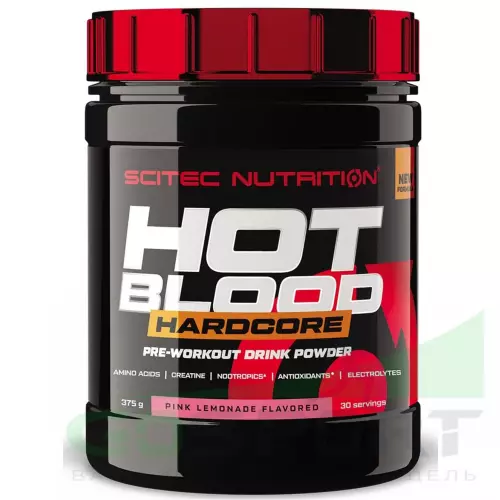 Предтреник Scitec Nutrition Hot Blood Hardcore 375 г, Розовый лимонад