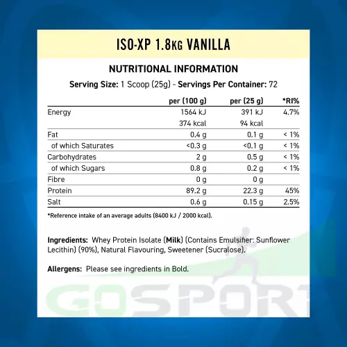  Applied Nutrition ISO-XP сывороточный изолят 1800 г, Ваниль