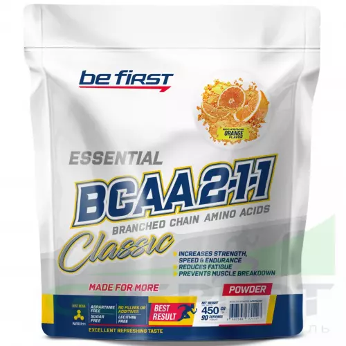  Be First BCAA 2:1:1 Classic powder (БЦАА Классик) 450 г, Апельсин