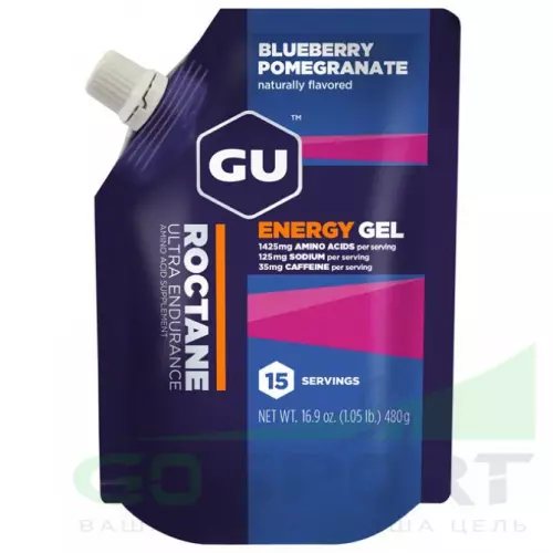 Гель питьевой GU ENERGY 1x15 GU ROCTANE ENERGY GEL 35mg caffeine 1 пакет x 480 г (15 порций), Черника-Гранат