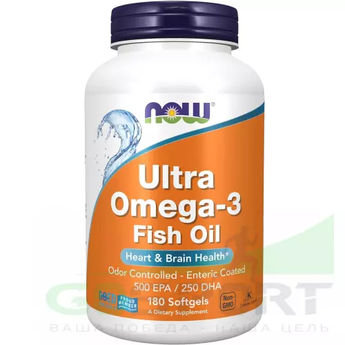 Омена-3 NOW FOODS Ultra Omega-3 Fish Oil 500 EPA / 250 DHA 180 гелевых капсул