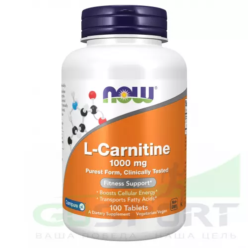  NOW FOODS L-Carnitine Tartrate 1000 mg 100 таблеток