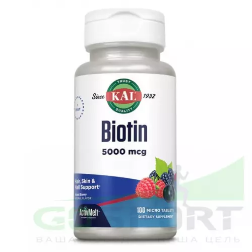  KAL Biotin ActivMelt 5000 mcg 100 таблеток, Ягодный микс