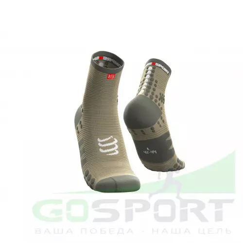 Компрессионные носки Compressport Носки V3 RUN Высокие Оливковый, T1
