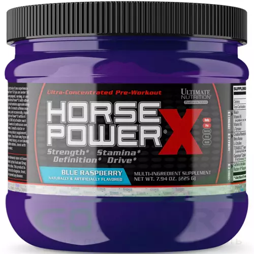 Предтреник Ultimate Nutrition HORSE POWER X 225 г, Голубая малина