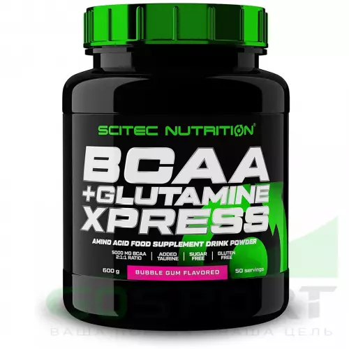БСАА Scitec Nutrition BCAA + Glutamine Xpress 2:1:1 600 г, Фруктовый бубль-Гум