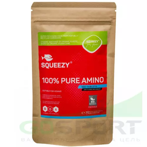 Незаменимые аминокислоты SQUEEZY SQUEEZY 100% PURE AMINO 100 таб, нейтральный