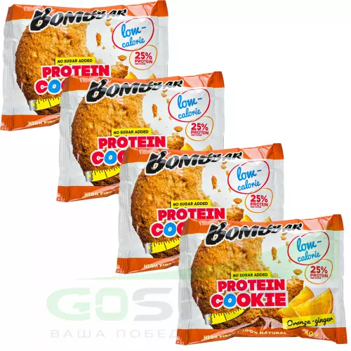 Протеиновый батончик Bombbar Protein cookie 4 x 40 г, Апельсин - Имбирь