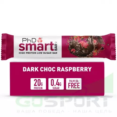 Протеиновый батончик PhD Nutrition Smart Bar 12 x 64 г, Тёмный шоколад / Малина