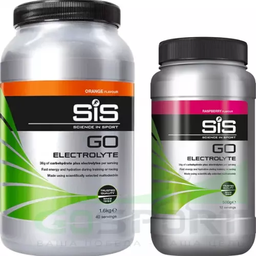 Изотоник SCIENCE IN SPORT (SiS) GO Electrolyte Powder 1x500 г, 1x1600 г, Апельсин, Малина