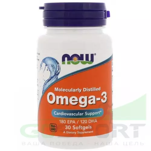 Omega 3 NOW FOODS Omega-3 - Омега 3 1000 мг 30 гелевых капсул, Нейтральный