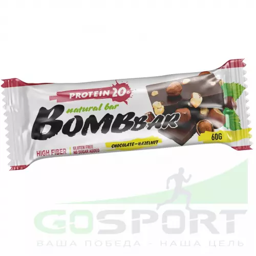 Протеиновый батончик Bombbar Protein Bar 11 x 60 г, Шоколад - Фундук