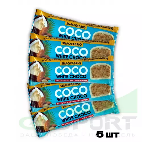 Протеиновый батончик SNAQ FABRIQ батончик кокосовый 5 х 40 г, Миндаль в белом шоколаде
