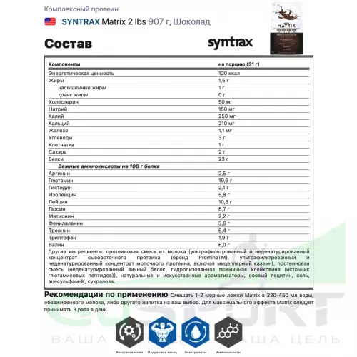  SYNTRAX Matrix 2 lbs 907 г, Шоколад