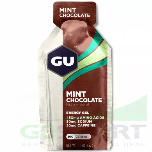 Гель питьевой GU ENERGY GU ORIGINAL ENERGY GEL 20mg caffeine 32 г, Шоколад-Ментол
