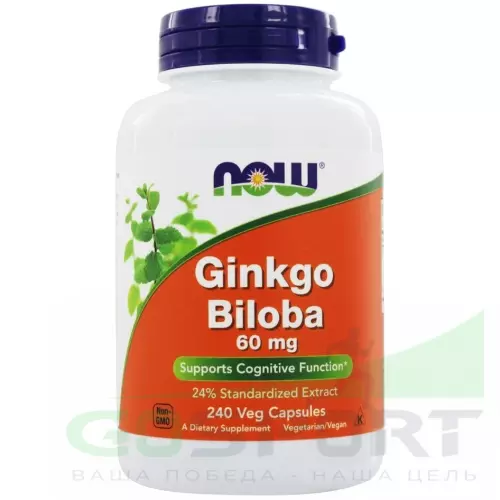  NOW FOODS Ginkgo Biloba 60 mg – Гинкго Билоба 240 веган капсул