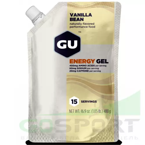Энергетический гель GU ENERGY GU ORIGINAL ENERGY GEL 20mg caffeine 1 пакет x 480 г (15 порций), Ваниль