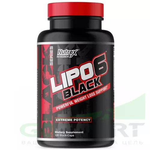 Жиросжигатель NUTREX Lipo-6 Black Powerful weight loss support (Yohimbine) 120 капсул