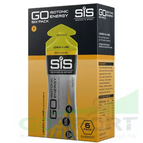 Гель питьевой SCIENCE IN SPORT (SiS) Go Isotonic Energy Gels Packs 6 саше, Лимон-Лайм