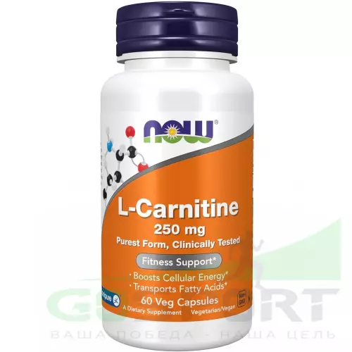  NOW FOODS L-Carnitine 250 mg 60 веган капсул