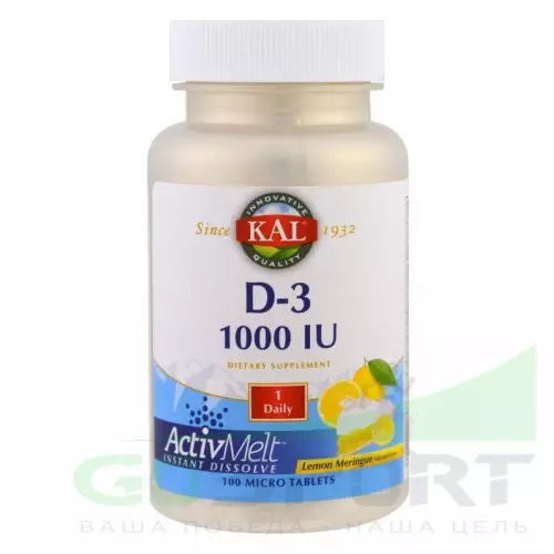  KAL D-3 1000 IU ActivMelt 25 mcg 100 таблеток, Лимонный пирог