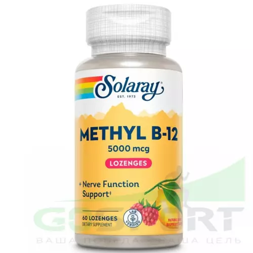  Solaray Methyl B-12 500 mcg 60 леденцов, Лимон-Малина
