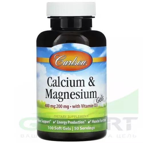  Carlson Labs Calcium Magnesium Gels 100 капсул