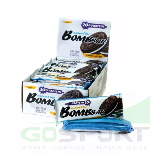 Протеиновый батончик Bombbar Protein Bar 20 x 60 г, Печенье с кремом