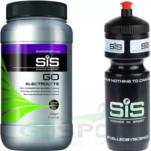Изотоник SCIENCE IN SPORT (SiS) GO Electrolyte + Бутылочка черная 1 x 500 г, Черная смородина