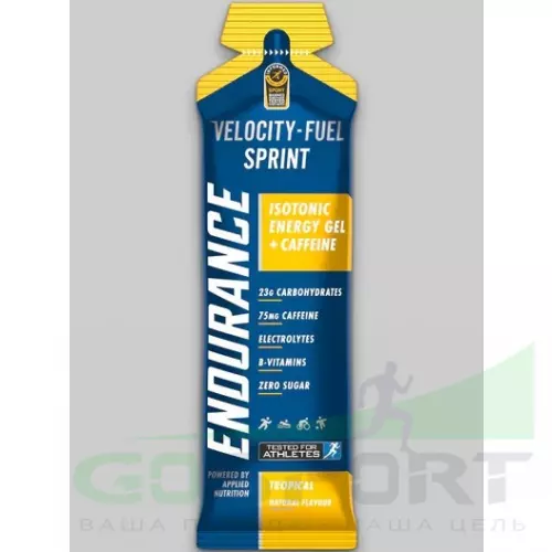 Гель питьевой Applied Nutrition Endurance Velocity Fuel SPRINT Isotonic Energy Gel + Caffeine 20 саше, Тропические фрукты