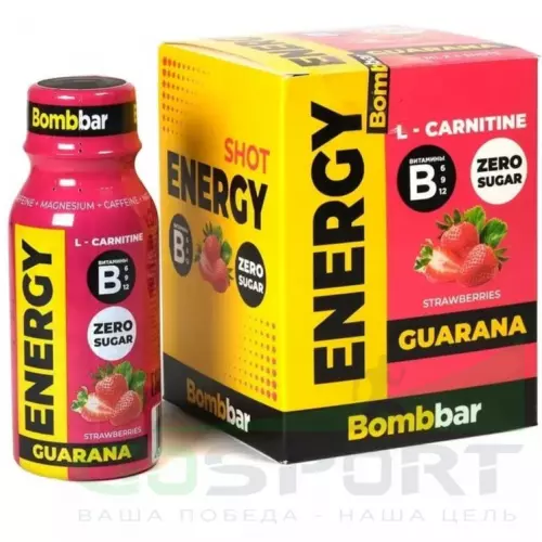  Bombbar SHOT Energy L-Carnitine Guarana 4 x 100 мл, Клубника-Земляника