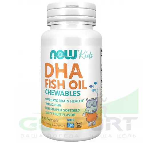 Омена-3 NOW FOODS DHA Kids Fish Oil Chewable 60 жевательных капсул