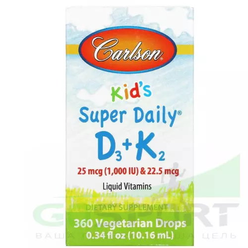  Carlson Labs Kids Super Daily D3 + K2 10,16 мл