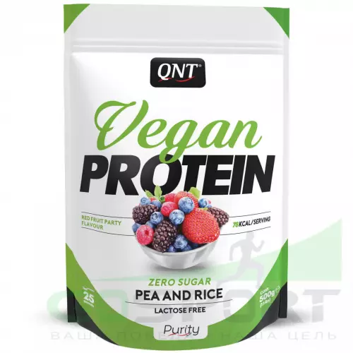 Протеин для вегетарианцев QNT VEGAN PROTEIN 500 г, Красные ягоды