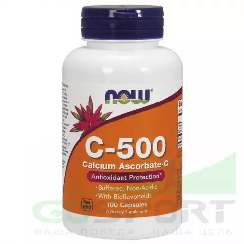  NOW FOODS C-500 Calcium Ascorbate-C 100 веган капсул, нейтральный
