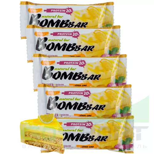 Протеиновый батончик Bombbar Protein Bar 5 x 60 г, Лимонный торт