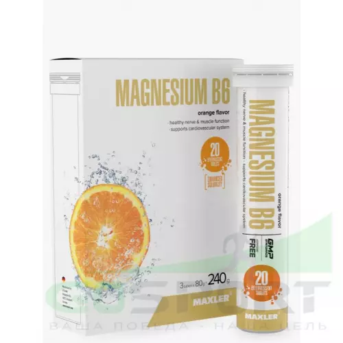  MAXLER Magnesium B6 3 x 20 шипучих таблеток, Апельсин