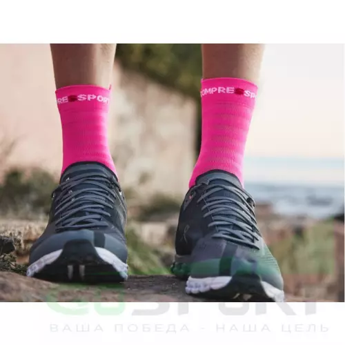 Компрессионные носки Compressport Носки Run Ultralight High v4 Fluo Pink T3