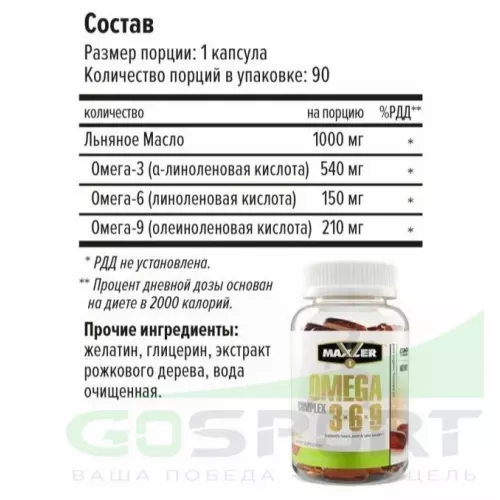 Омена-3 MAXLER Omega 3-6-9 90 вегетарианские капсулы