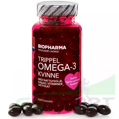 Omega 3 BIOPHARMA Trippel Omega-3 Kvinne 120 капсул, Нейтральный