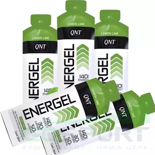 Гель питьевой QNT ENERGY GEL 30mg caffeine 5 x 55 мл, Лимон-Лайм